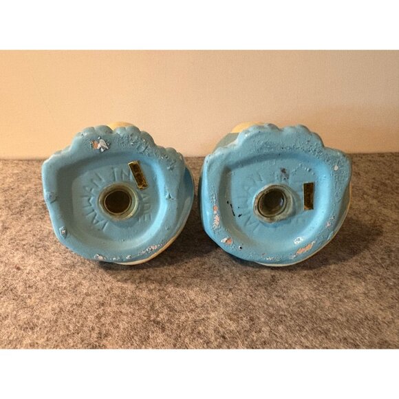 Vintage Set of Hand painted Blue/White Quilted Look Cat Salt and Pepper Shakers - Picture 6 of 6